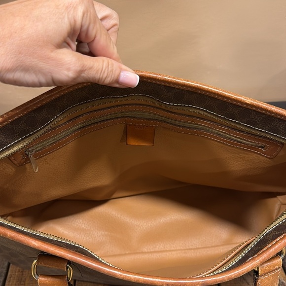 Auth Vintage Celine Macadam Shoulder Bag – Brown Monogram w Tan Leather Trim - Picture 4 of 8